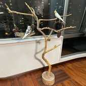 干树枝原木杈干鸟架造型壁挂衣架艺术干枝枯木树T干架吊顶龙骨装