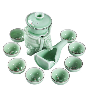 防烫自动功夫茶具套装陶s瓷懒人半全家用创意青瓷盖碗茶杯冲泡茶