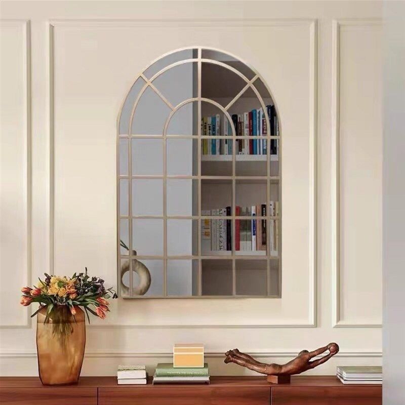 欧式创意挂饰轻奢镜子圆弧客厅玄关背H景墙面铁艺壁饰假窗户装饰,家居饰品,壁饰,淘宝优惠券,粉丝福利购,淘宝优惠卷