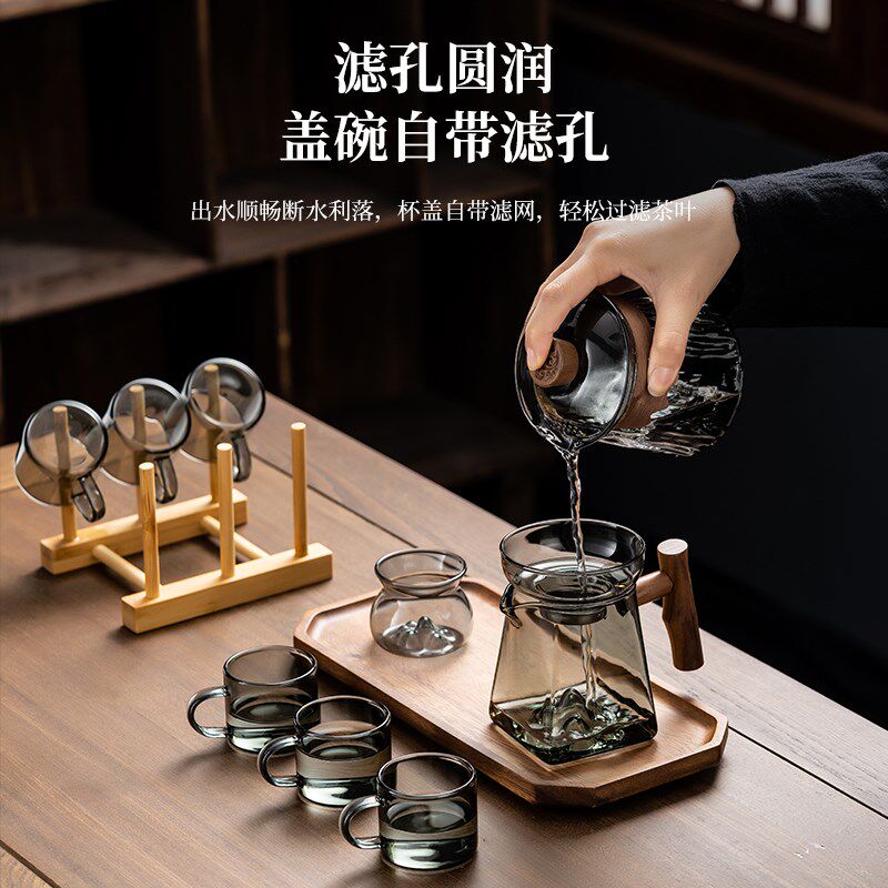 高档观山木把加厚玻璃泡茶壶耐高温煮茶器盖碗R茶杯过滤网茶具套,餐饮具,茶壶,淘宝优惠券,粉丝福利购,淘宝优惠卷