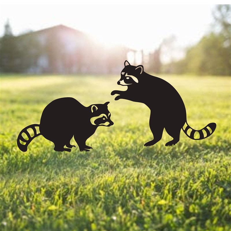 跨境新款金属浣熊园林插件 创意新颖设I计精巧园林家居装饰工艺品