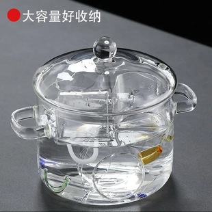 洗茶杯容器皿电陶炉耐热玻璃消毒平底G锅大号单独烧水壶煮茶具盆