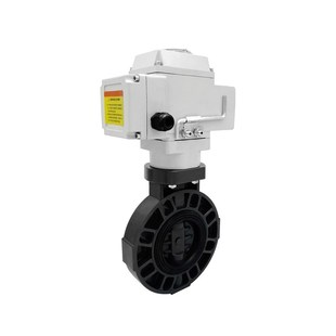 碟阀DN20 防腐蚀酸碱电动塑料UPVC对夹式 16S 电动PVC蝶阀eD971X