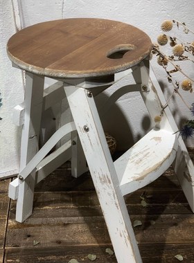 欧式新款花园梯子双层花梯u花台家居小椅子阳台折叠花架花园杂货