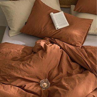 日式 宿舍牀单 风纯色被套水洗棉牀笠牀上四件套全棉纯棉202V3新款