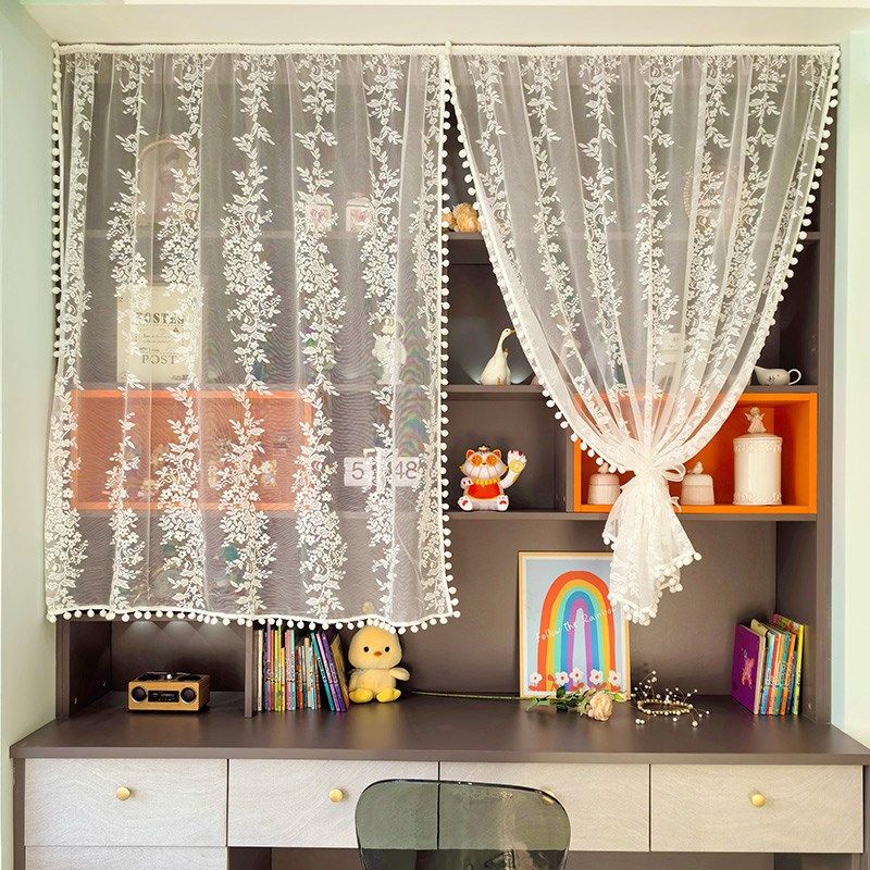 书柜帘子遮挡杂物门帘p白纱窗帘透光不透人奶油风试衣间门帘荷叶,居家布艺,垂直帘/梦幻帘,淘宝优惠券,粉丝福利购,淘宝优惠卷