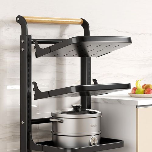 厨房置物架多功能家用落r地多层果蔬菜篮子小推车微波炉锅具收纳