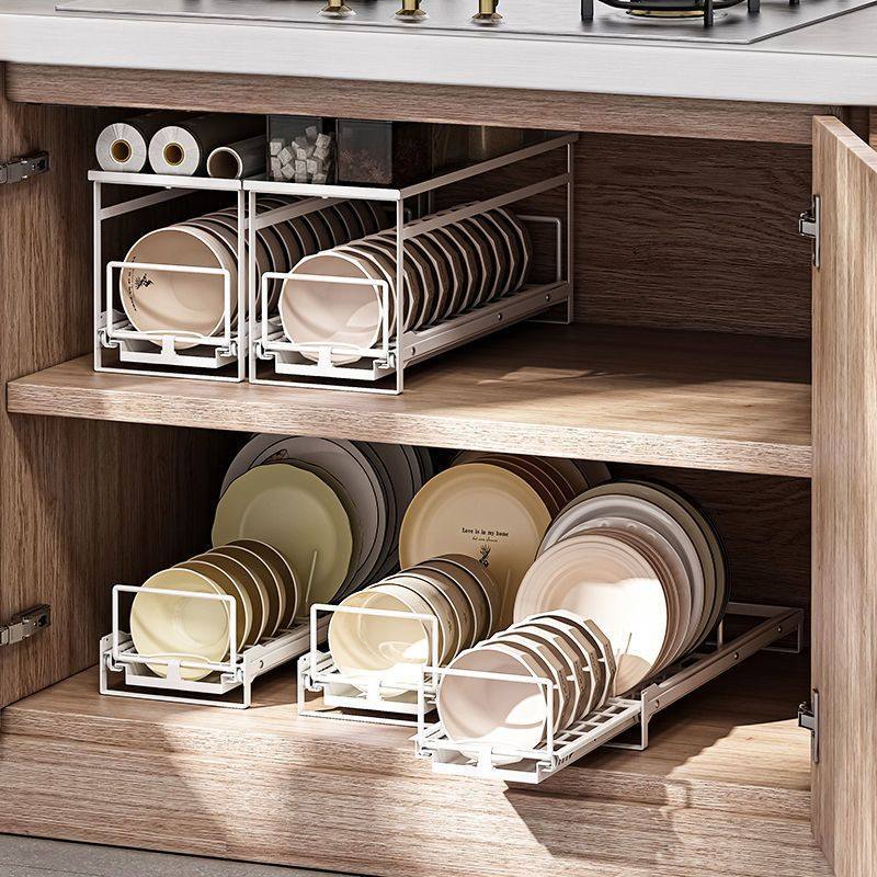 抽拉式碗碟收纳橱柜内双层放碗置物架V厨房抽屉式碗盘子碗柜,厨房/烹饪用具,厨房置物架/置物柜/角架,淘宝优惠券,粉丝福利购,淘宝优惠卷