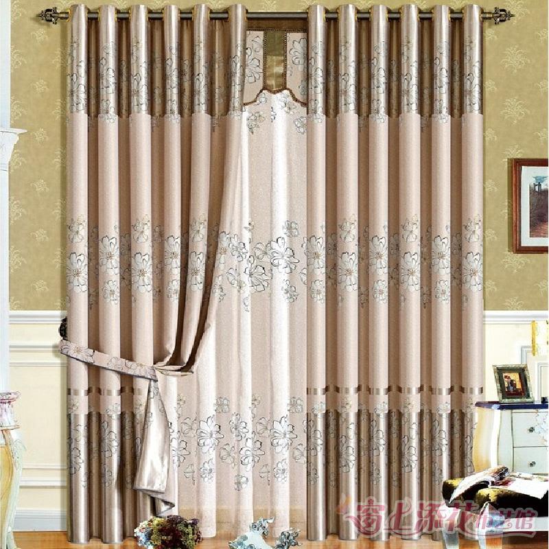 窗帘成品a遮阳隔热飘窗落地窗打孔客厅卧室阳台田园风全遮光布