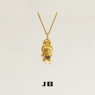 黄金饰面黄铜拉布布同款 萌兔吊坠项链