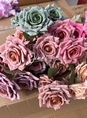 仿真花玫花X-0609-1饰曼塔玫瑰婚庆礼堂装瑰路引花欧式家居装饰假