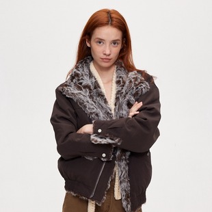 保暖皮草外套 小羊湖毛复古毛领双面高织密松弛感冬季 ACOSEY 24AW