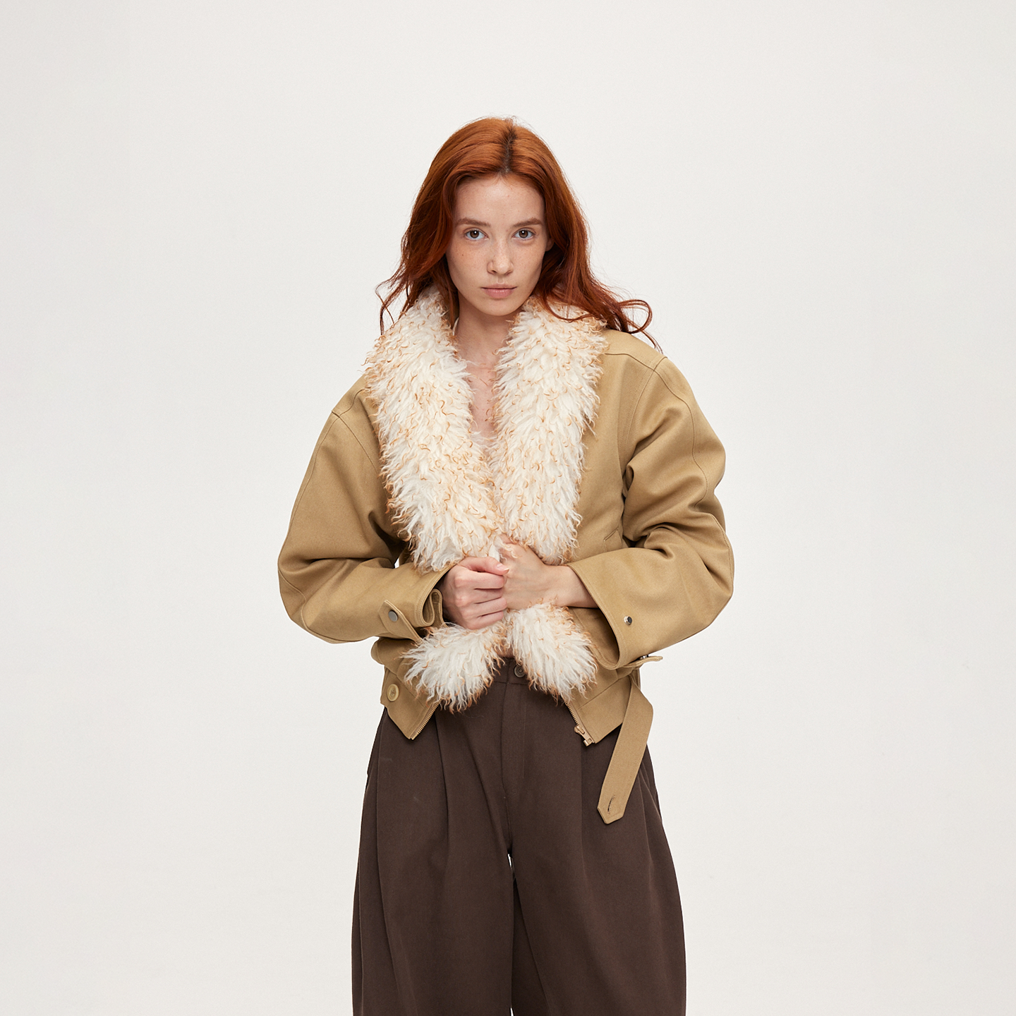 ACOSEY 25FW 可拆卸毛领天丝棉加厚棉服廓形外套