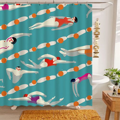 游泳insc创意卡通浴室浴帘防水速干化妆室沐浴遮挡隔断挂帘桌帘