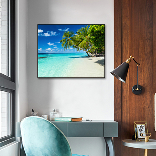 电表箱装饰画免打孔配q电箱遮挡挂画电闸箱盒阳光沙滩椰树风景壁