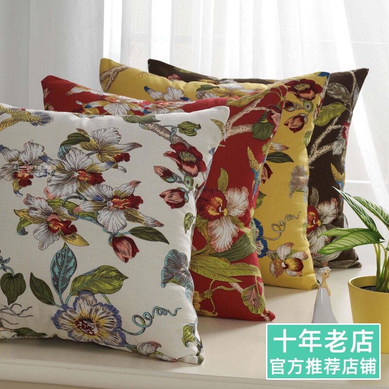 欧美式抱枕 纯棉麻靠垫中式红木沙发靠枕套大号靠W背田园风腰枕
