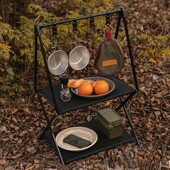 户外黑化铝合金置物架q可变形折叠桌子多功能露营便携式 两用轻量