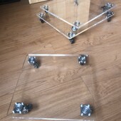 透明压克力可移动托盘带轮万向轮底座U花盘托架底盘