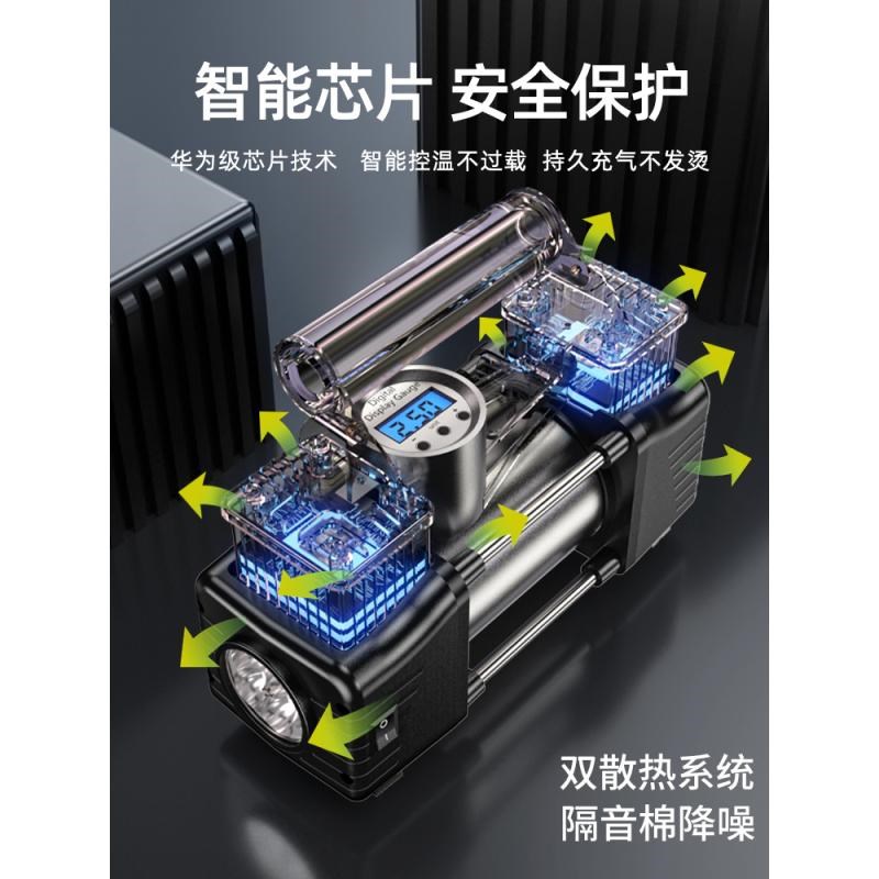 车载充气泵打气泵汽车用便携式轮胎打G气筒小轿车用双缸电动加气