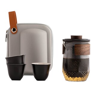 锤纹玻璃旅行茶具套装 一s壶三杯便携包户外随身功夫泡茶壶快客茶