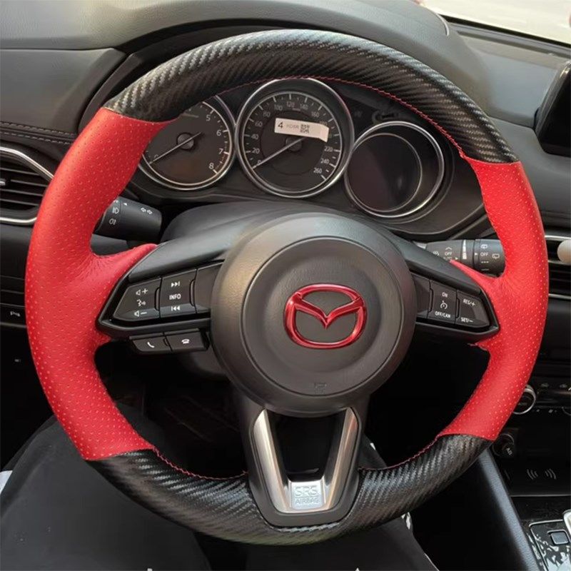 马自达昂克赛拉CX-5方向盘套真皮CX-8阿特兹CXR-4把套手缝专用全