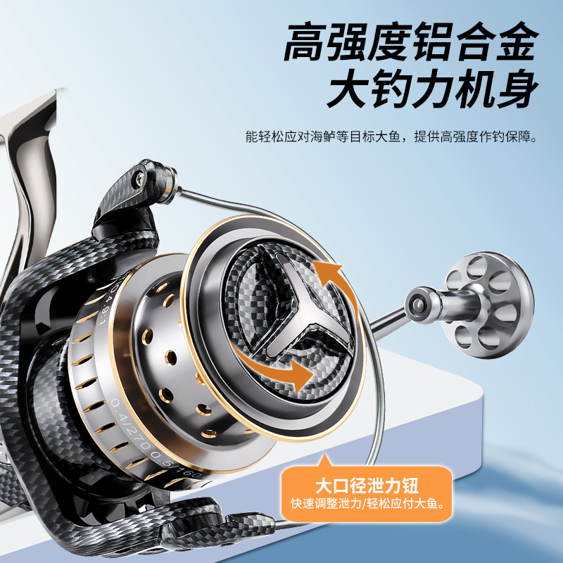 垂弦8000-1i4000型远投锚鱼轮全金属浅线杯无间隙海钓超大纺车轮
