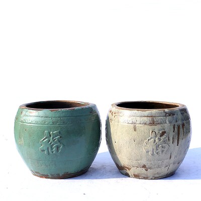 土陶缸养鱼养花陶瓷鱼缸盆粗w陶水缸老式家用风水缸储水缸莲花缸1