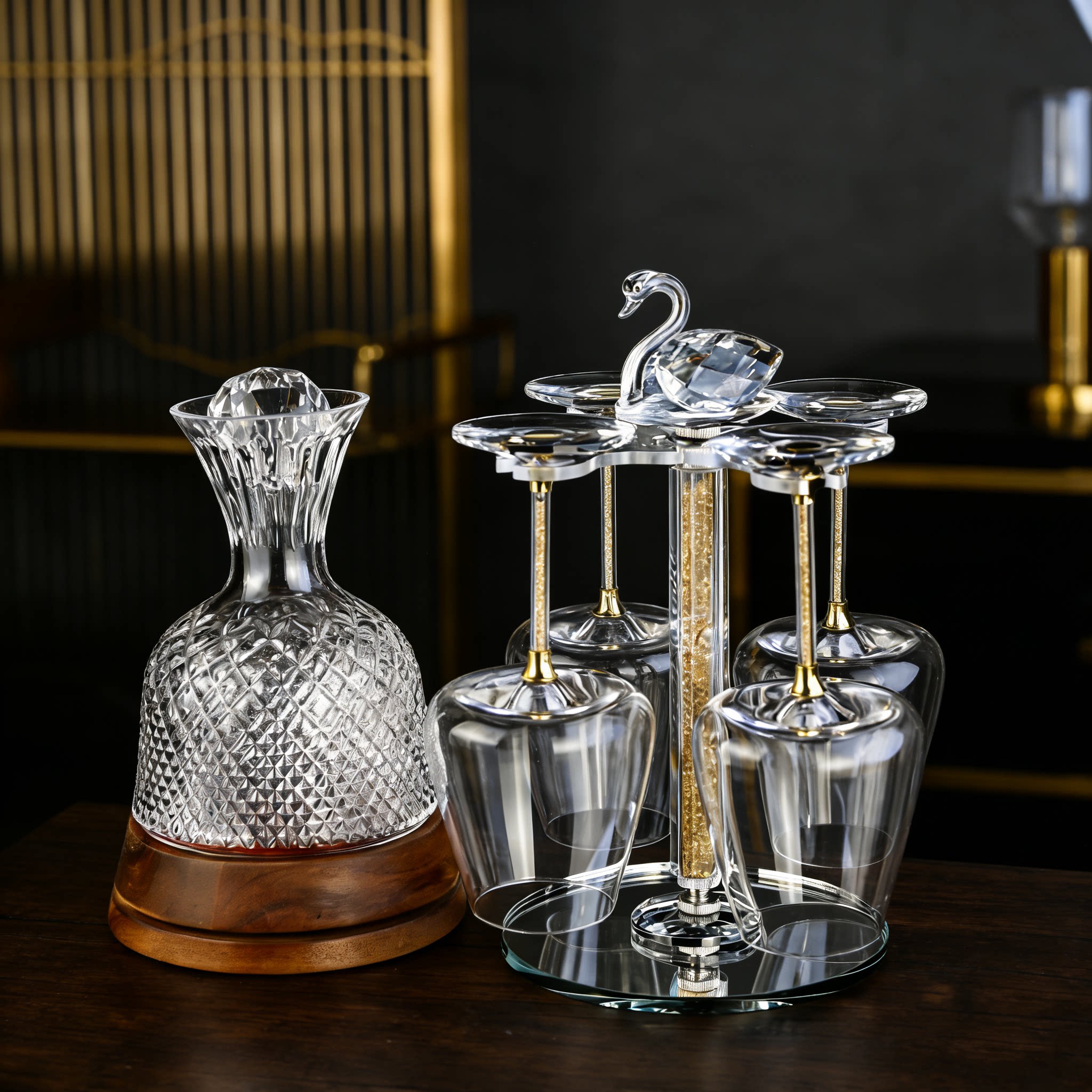 创意红酒杯架挂客厅酒柜高脚杯架倒挂悬挂展示架子酒柜里的吊杯架
