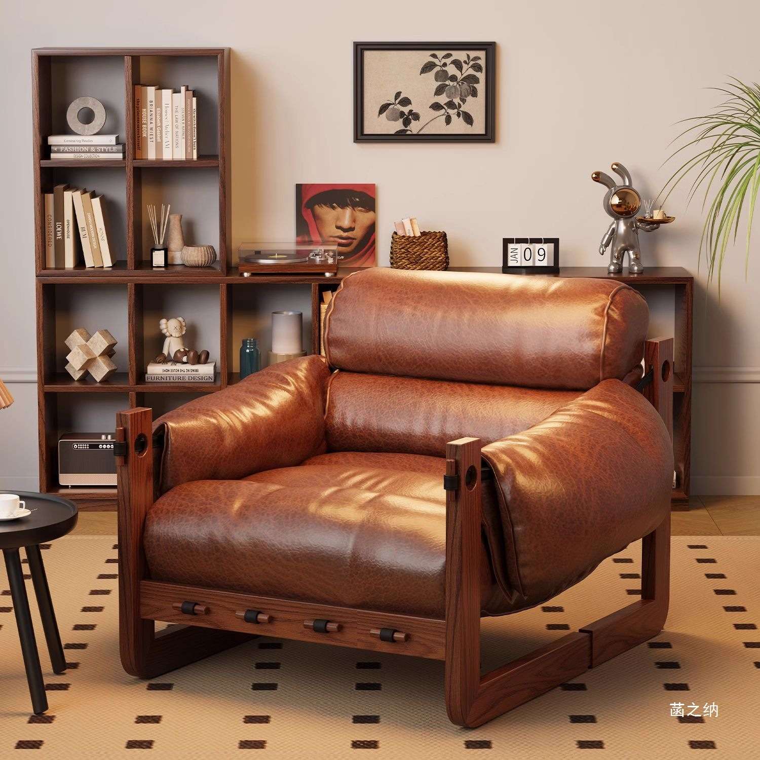 设计师客厅复古休闲泽西岛实木家用沙发椅躺椅懒人沙发单人轻奢