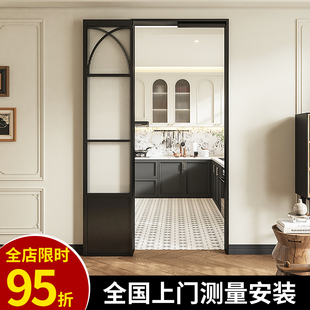 法式覆古pd门化妆室厨房三联动pt拉门180度吊轮折叠门一体门