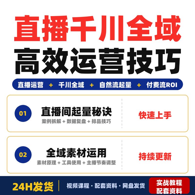 直播千川全域高效运营技巧自然流起量与付费流ROI优化实战完整版