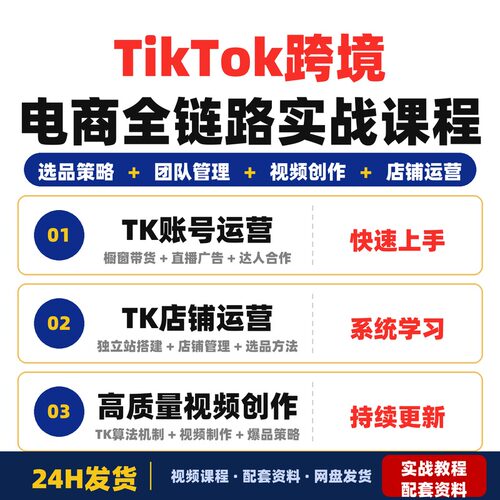 Tk跨境电商全链路实战课程算法选品团队管理打造高全套教程