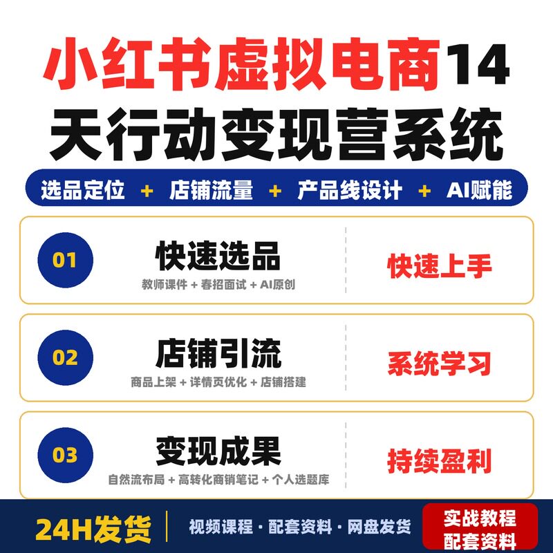 小红书虚拟电商14天行动变现营系统解决普通人如何在小红书完整版