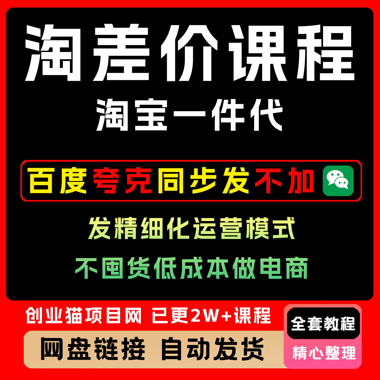 淘差价课程,淘宝一件代发精细化运营模式,不囤货低成本做电商