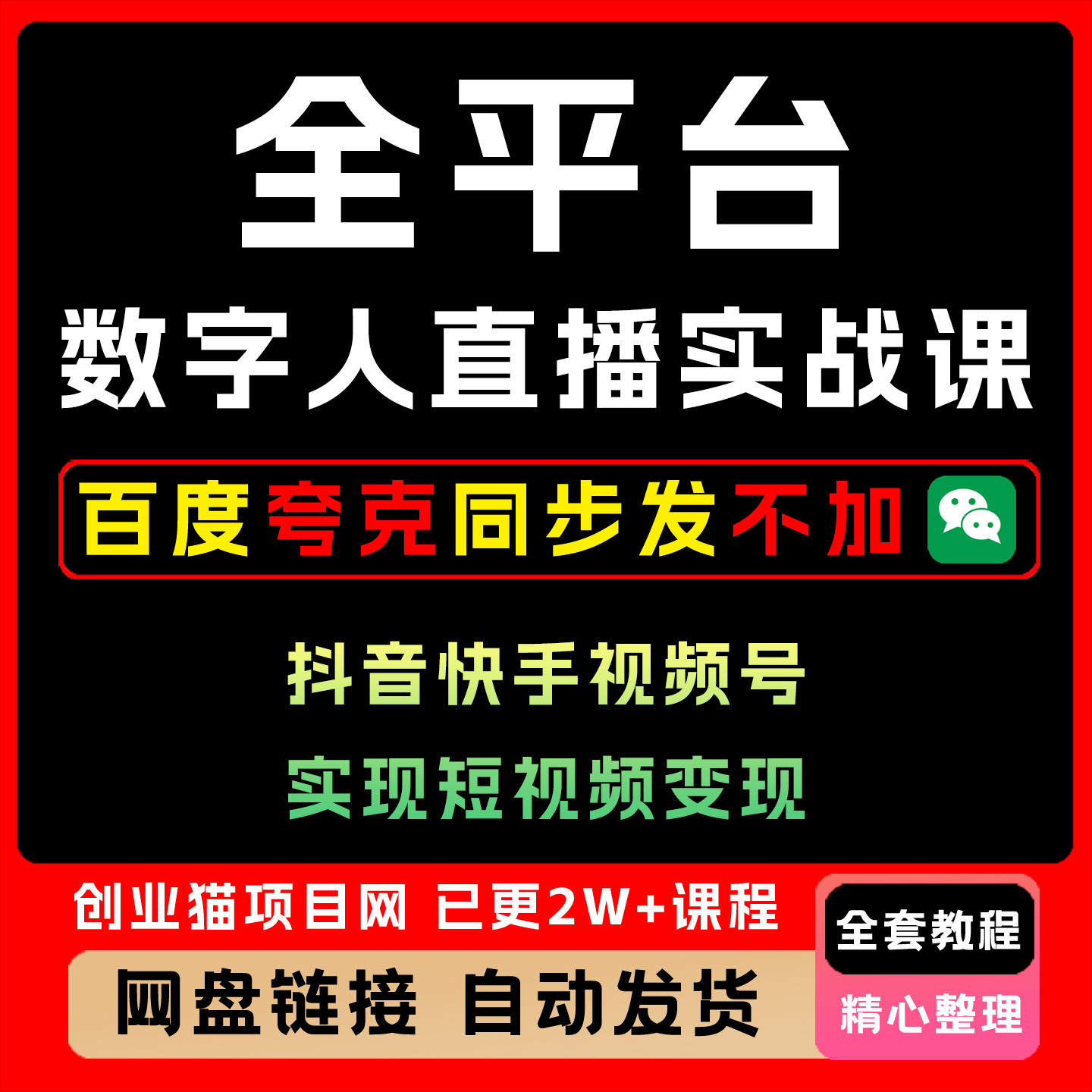 9月抖音快手视频号全平台数字人直播实战课全套精讲教学课程