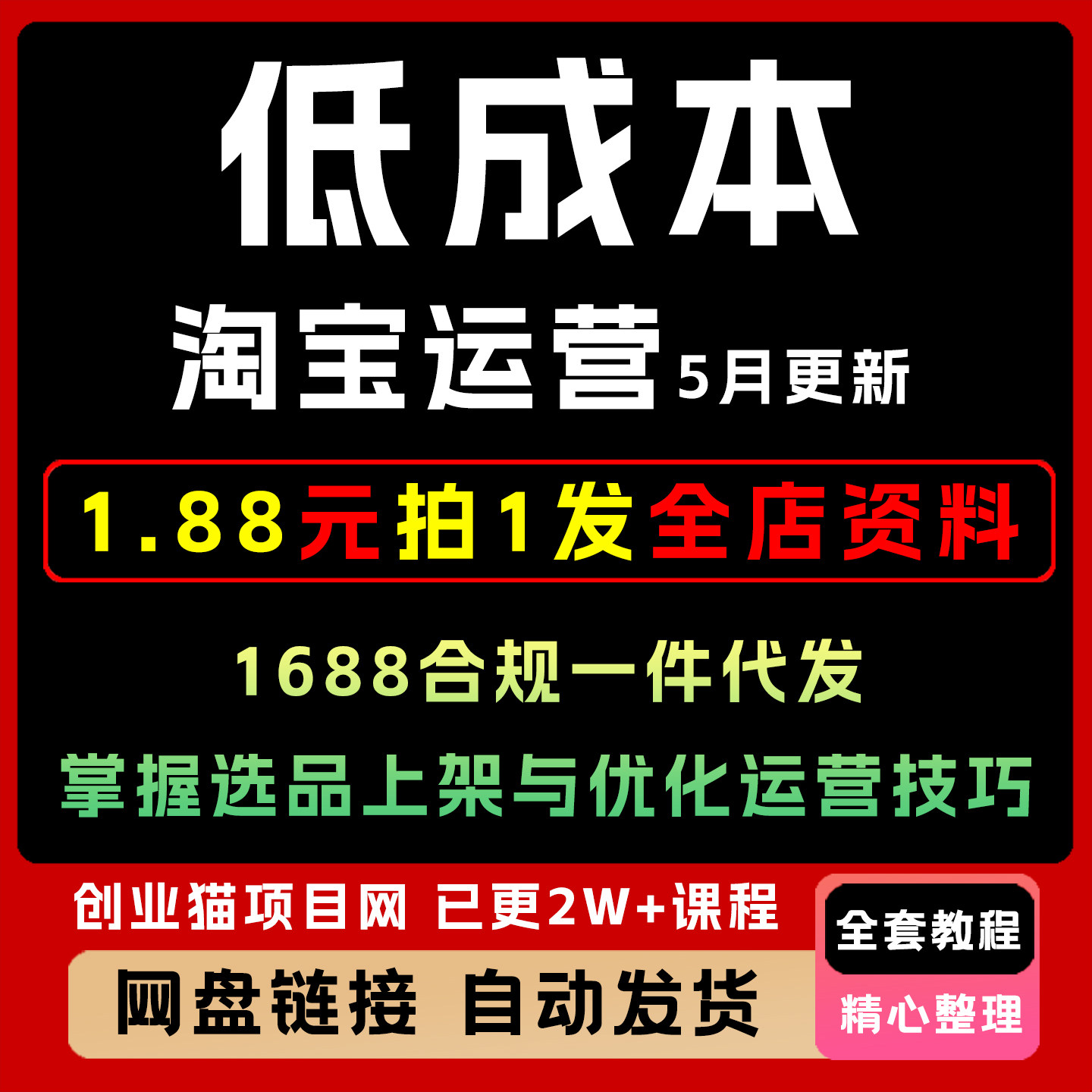 2025淘宝低成本起店系统课如何赚钱教程淘系运营视频课程副业项目