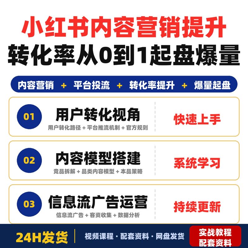 小红书内容营销与投流实战课提升转化率500从0到1起盘爆量图片