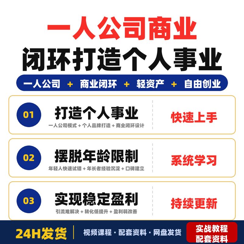一人公司商业闭环打造一份不受年龄限制的个人事业适合新手零