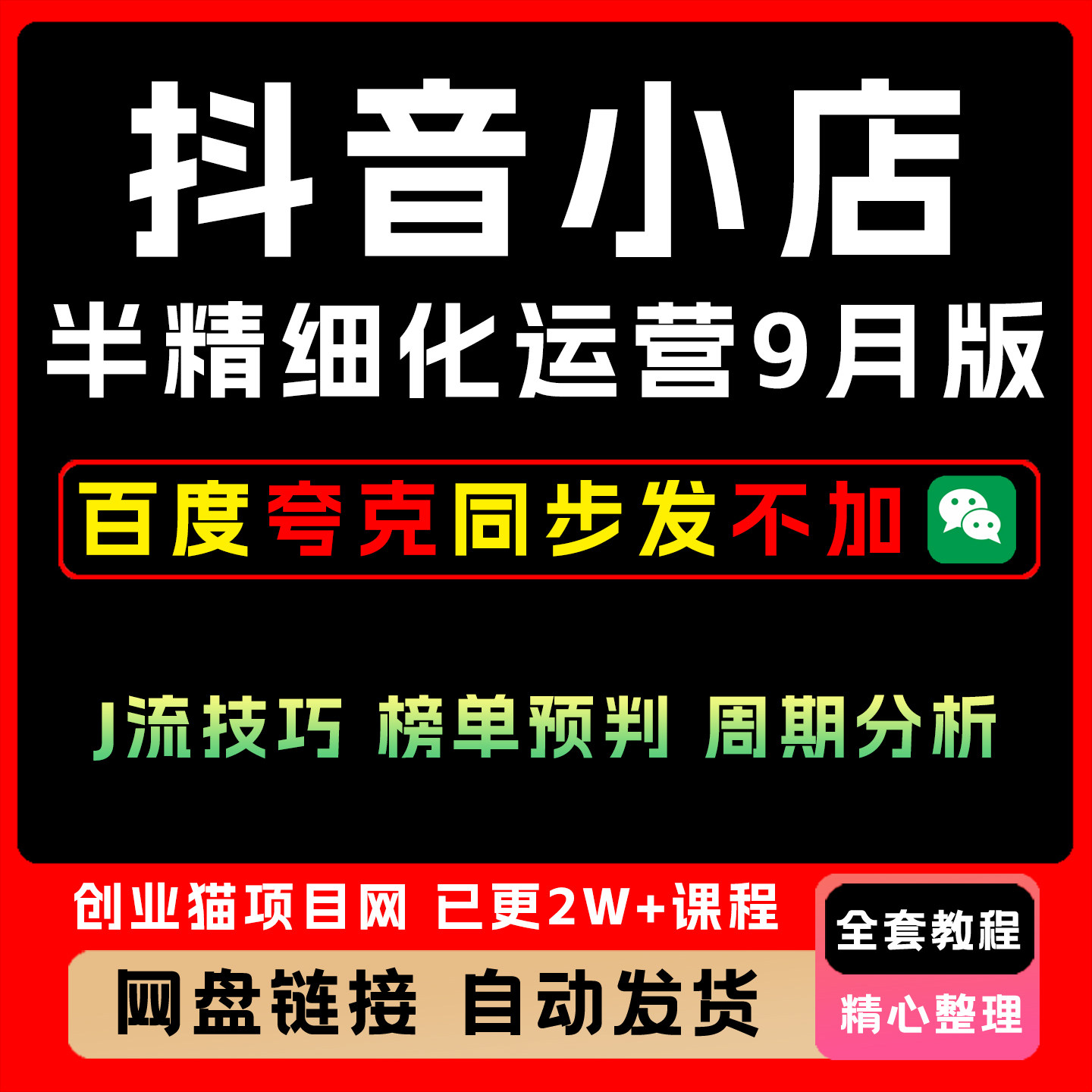 抖音小店半精细化运营9月版全套视频精讲学习教学课程项目