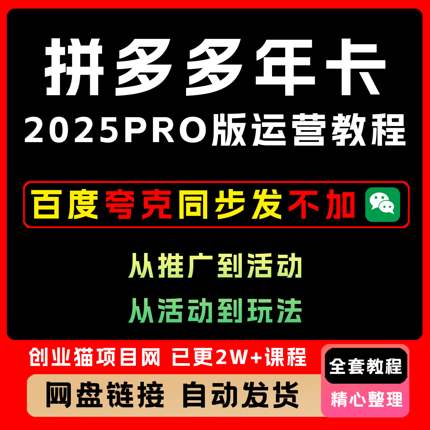 2025年拼多多年卡Pro版从认知到基础推广活动玩法变现教程视频课