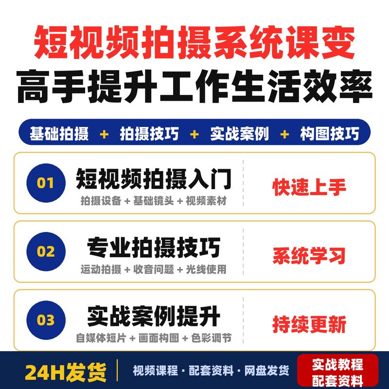 短视频拍摄系统课新手变高手学完就能用在工作生活提升效率