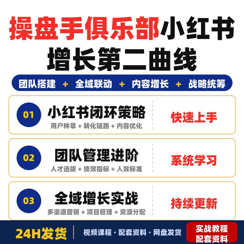 操盘手俱乐部新中层管理实战培训小红书企业增长第二曲线全套教程
