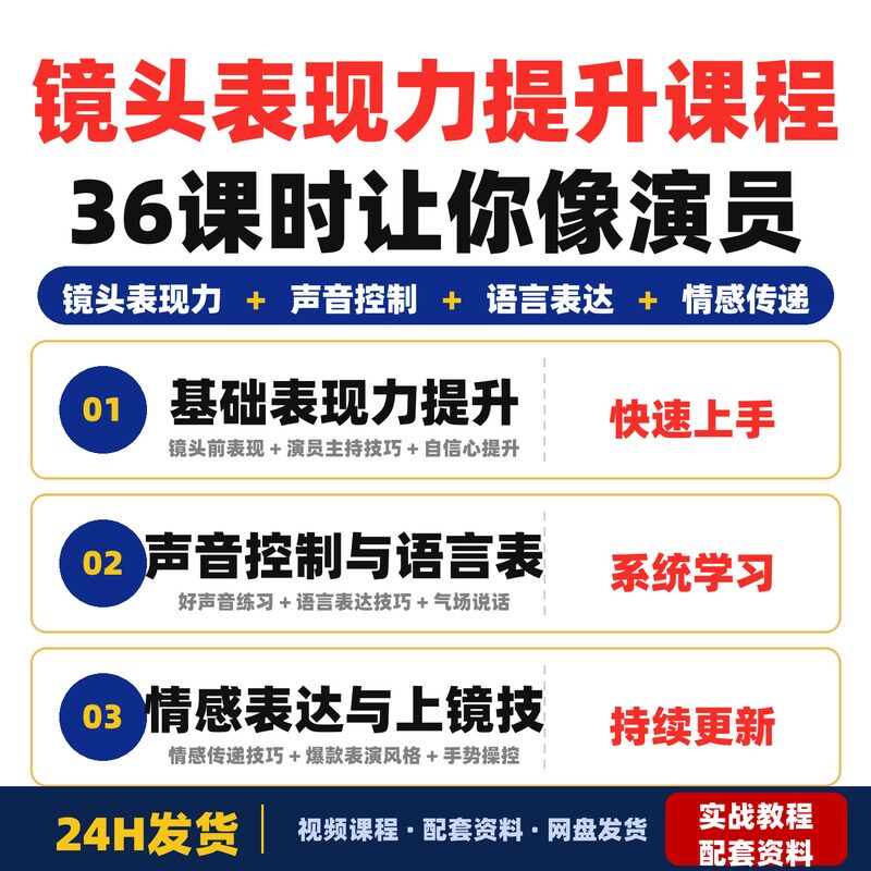 镜头表现力提升课程36课时让你像演员主持人一样拥有极佳的镜头