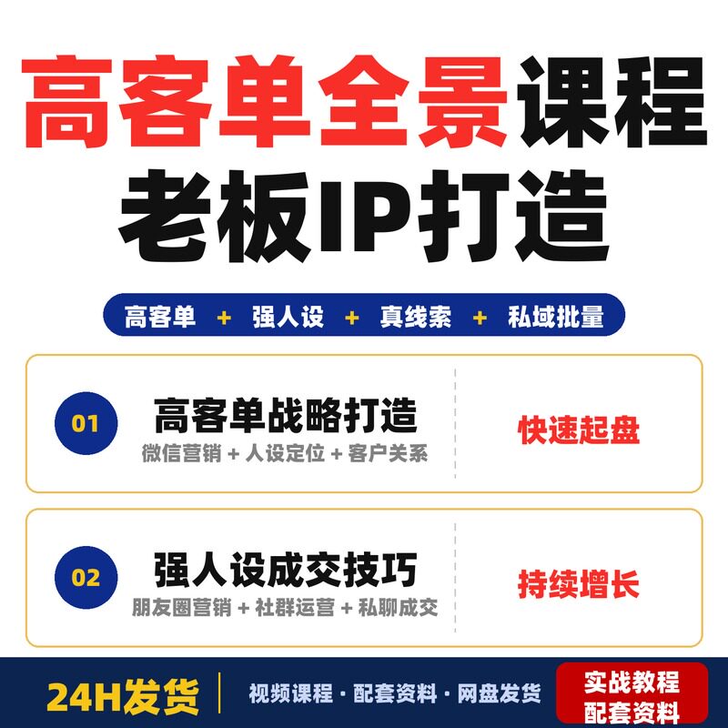 高客单全景课程老板IP打造强人设成交真线索获客私域批量全套教程