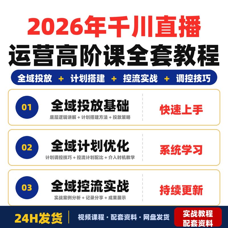 2026年千川全域直播运营高阶课掌握底层逻辑计划搭建控流全套教程