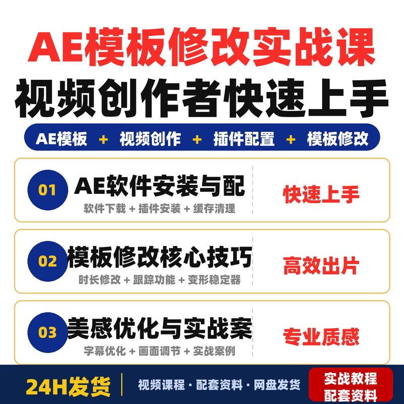 AE模板修改实战课视频创作者快速上手从0到1软件安装插件配置跟踪