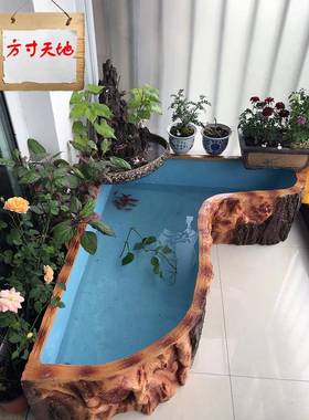 定制假山盆彷古木树脂鱼池 中国风景盆阳台客厅庭院招财 落地摆件