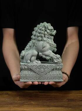 大门口石狮子一对看门镇宅庭院户外装饰风水摆件创意礼品开业送礼