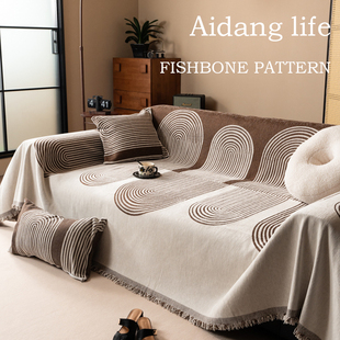 中古风沙发巾四季通用雪尼尔加厚盖巾防滑复古沙发罩沙发垫