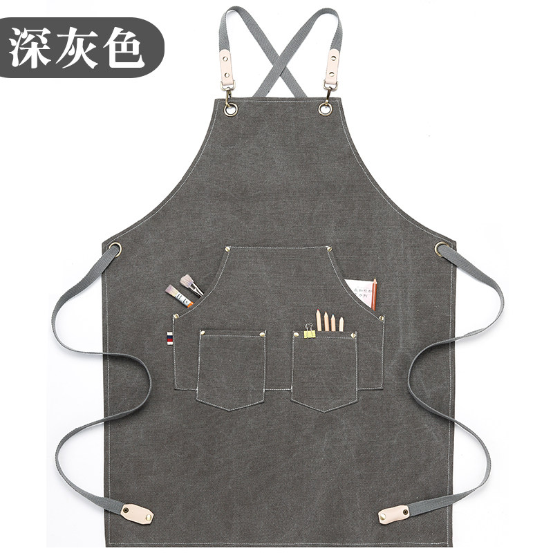工作围裙印字订做咖啡师理发店画画美发工作服韩女时尚